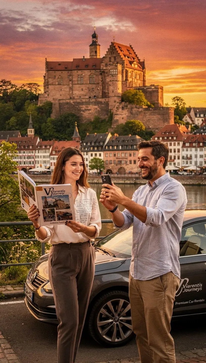 Ein Besucher plant seine Route mit einem digitalen Stadtführer auf einem Tablet.